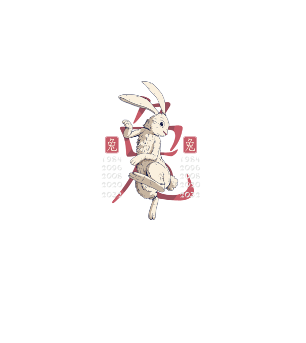 Year of the Rabbit model negru pe tricou