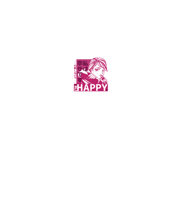 'I''m happy fată Anime antisocială' model negru pe tricou