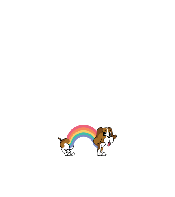 Beagle curcubeu model negru pe tricou