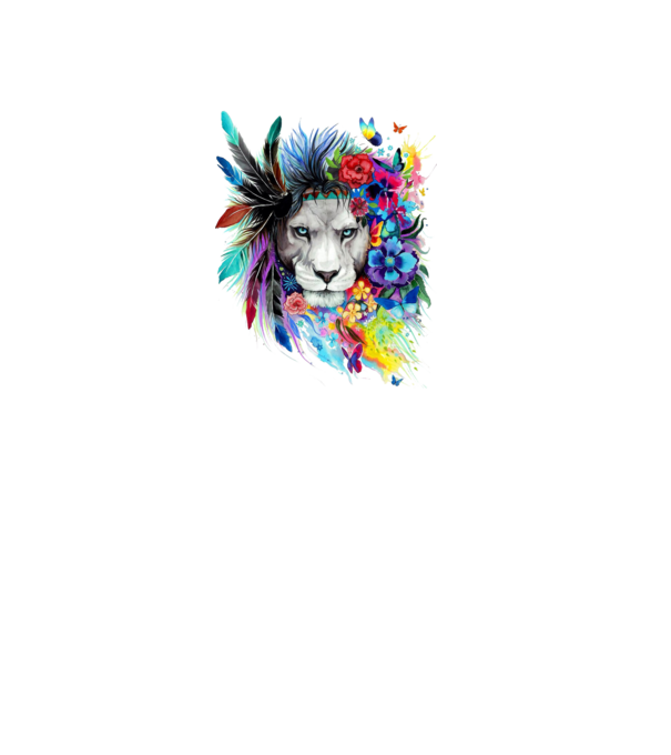 lion color jungle model alb pe tricou