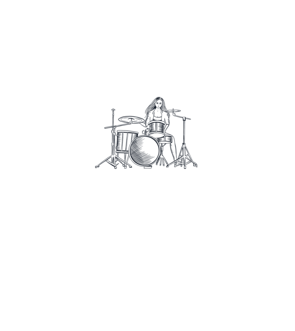 Fată Bateristă model alb pe tricou