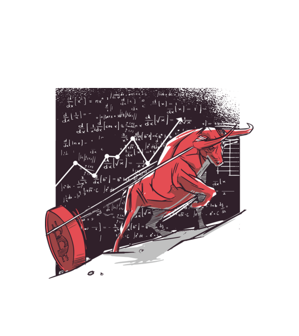Taur Bitcoin model alb pe tricou