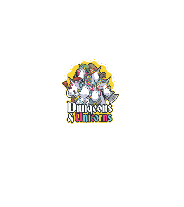 Dungeons and Unicorns model albastru închis pe tricou