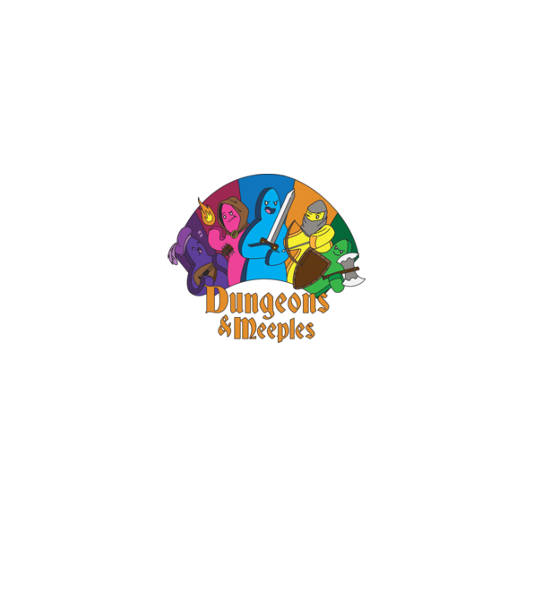 Dungeons Meeples model negru pe tricou