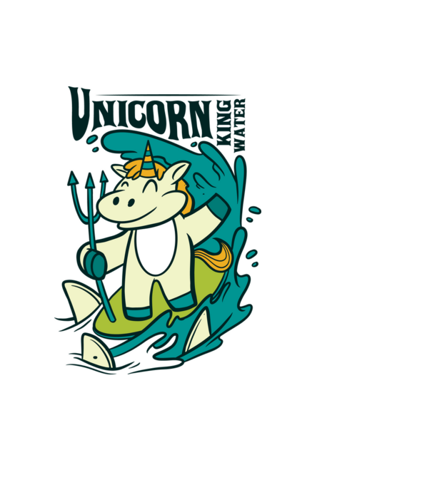 Unicorn regele apelor model albastru deschis pe tricou
