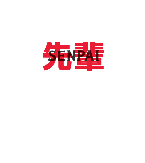 Senpai model alb pe tricou