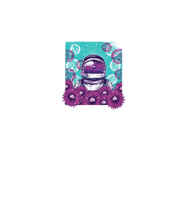 Floral Astronaut model negru pe tricou