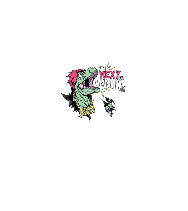 'I''m Rexy and I know it - tricou dinozaur amuzant' model alb pe tricou