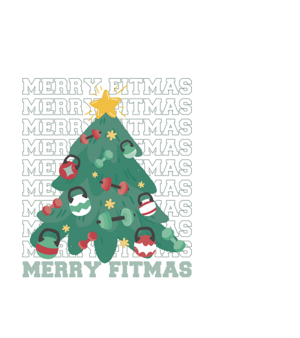 Merry Fitmas Fitmas Pom de Crăciun Fitness model alb pe tricou