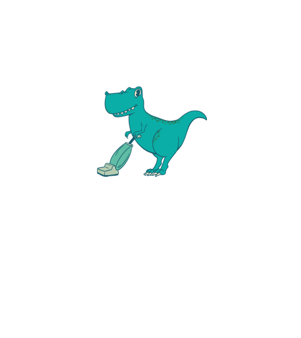 T-rex făcând curățenie model alb pe tricou