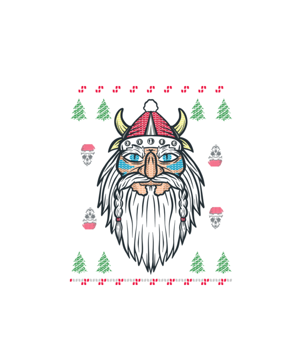 Moș Crăciun viking Pulover urât model alb pe tricou