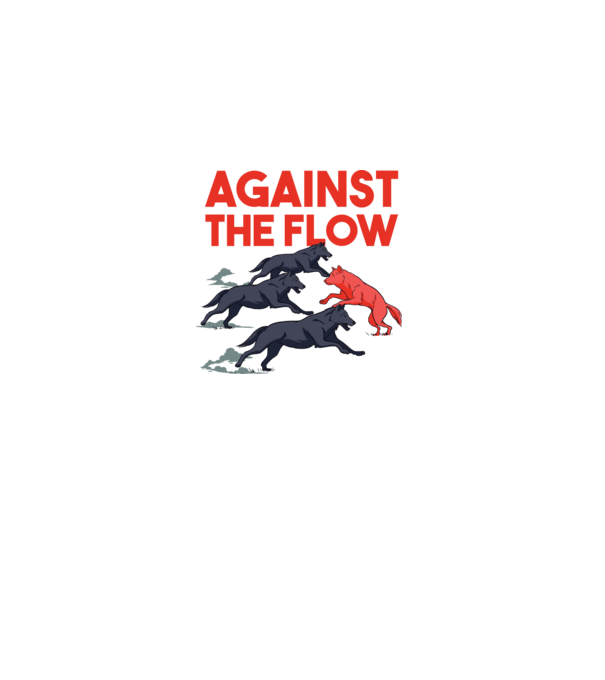 Against the flow - Împotriva curentului model alb pe tricou