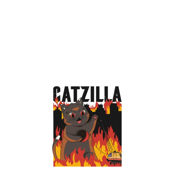 Anime Catzilla model alb pe tricou