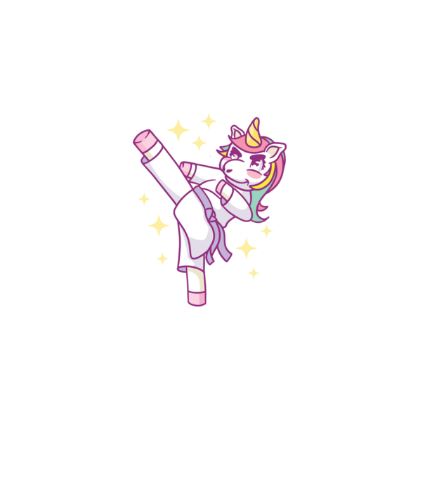 Karate unicorn model albastru deschis pe tricou