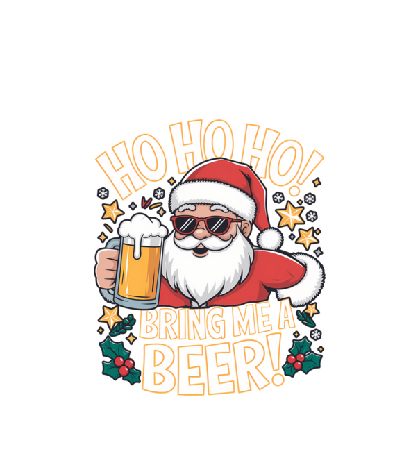 HO HO HO bring me a BEER santa Negru model alb pe tricou