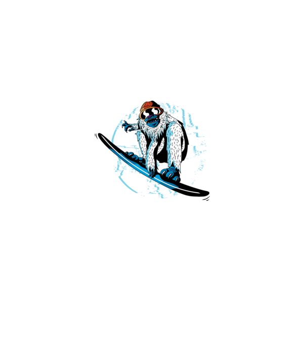 Yeti Snowboarder model alb pe tricou