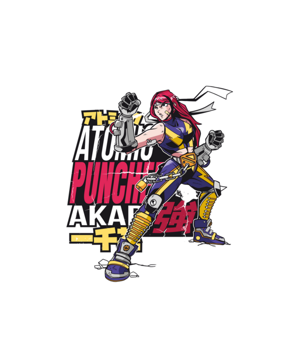 Anime fată Războinic model alb pe tricou