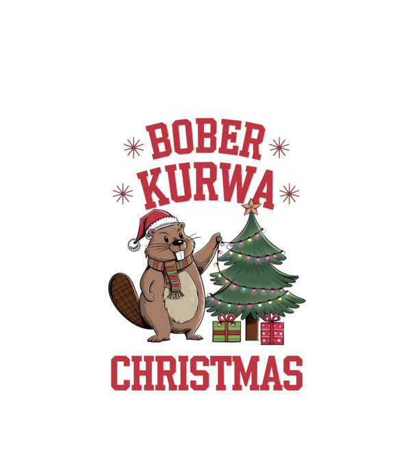 Bober Kurwa Christmas 3 model alb pe tricou