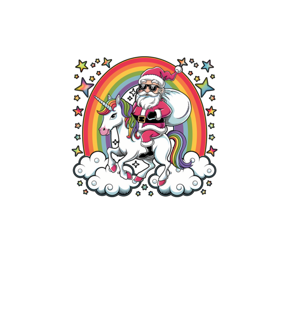 Moș Crăciun cool pe un unicorn model negru pe tricou