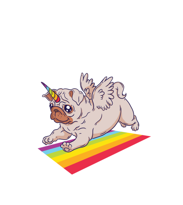 Pugicorn - mops unicorn model negru pe tricou