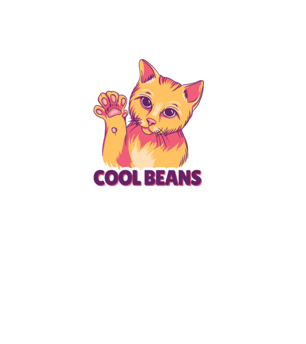 Cool Beans - talpă pisică model alb pe tricou