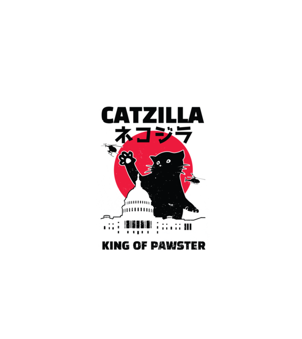 Catzilla - Pisică Godzilla model alb pe tricou