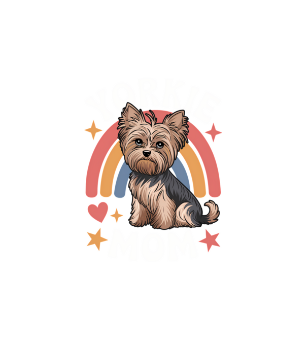 Yorkie Mom Negru model alb pe tricou