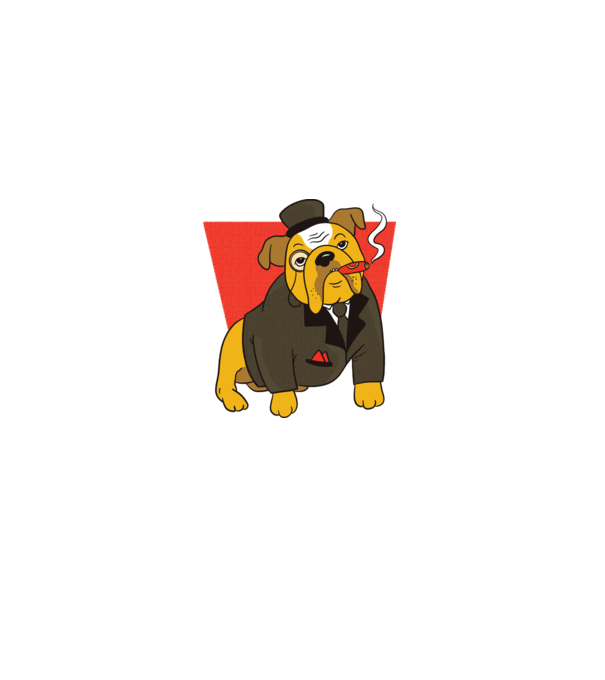Bulldog englezesc cu trabuc model negru pe tricou