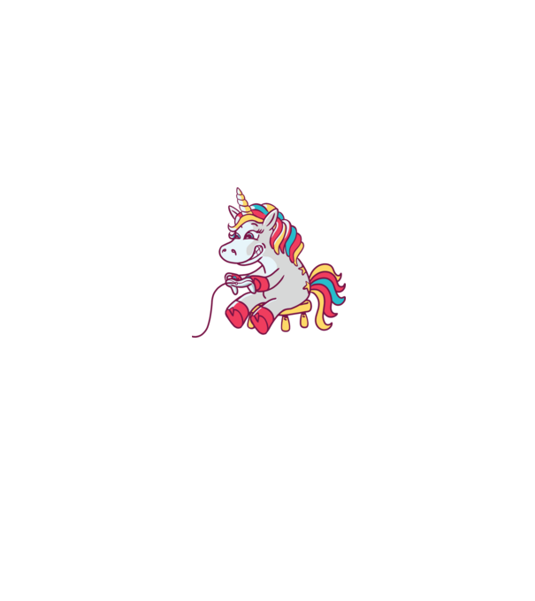 Gamer Unicorn model alb/roșu pe tricou