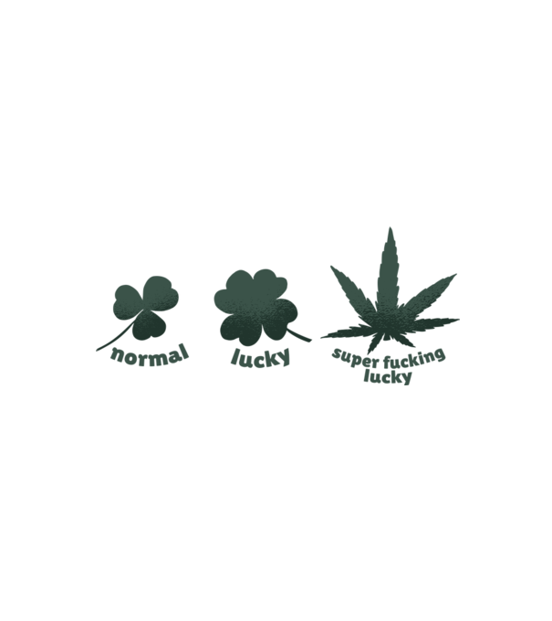 Super F*cking Lucky Cannabis model alb/roșu pe tricou