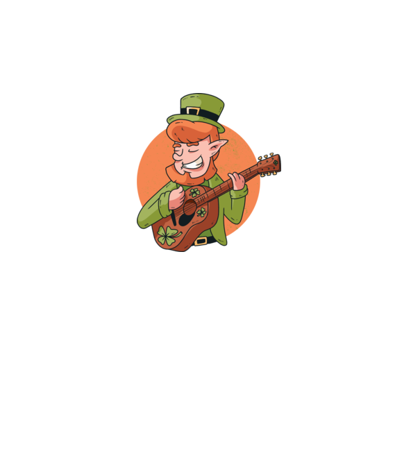 Chitarist Leprechaun irlandez St Patrick model gri pe tricou