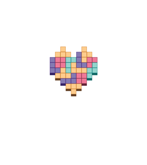 Inimă Tetris model roz deschis pe tricou