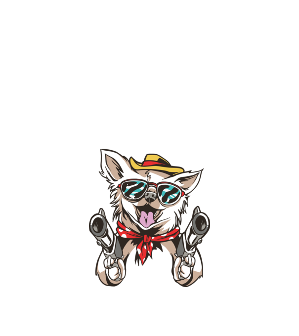 Chihuahua cu Pistol model alb pe tricou