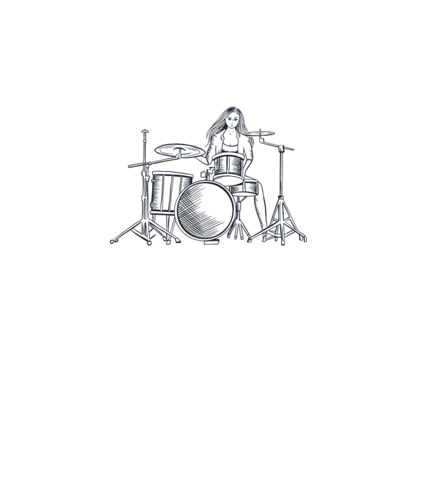Fată Bateristă model alb pe tricou