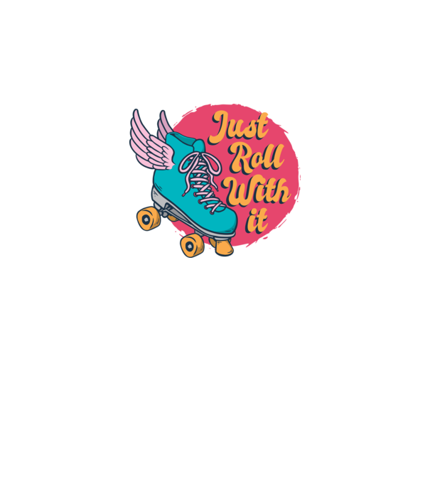 Just Roll with it - patine cu rotile model albastru închis pe tricou