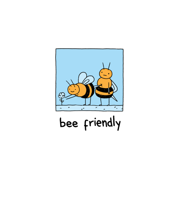 Bee friendly model alb pe tricou