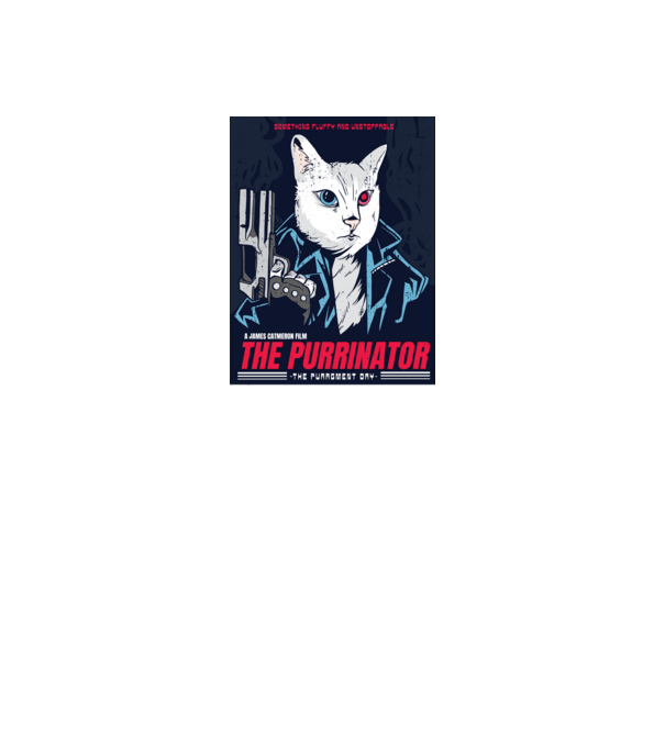 The Purrinator Pisică model albastru jeanși pe tricou