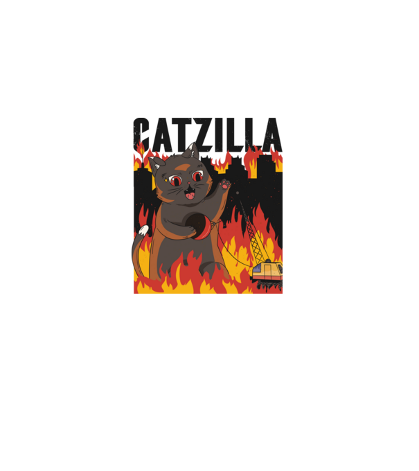 Anime Catzilla model alb pe tricou