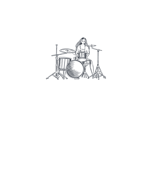 Fată Bateristă model alb pe tricou