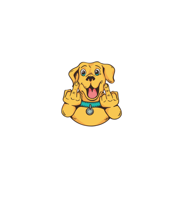 Golden Retriever arată degetul model negru pe tricou