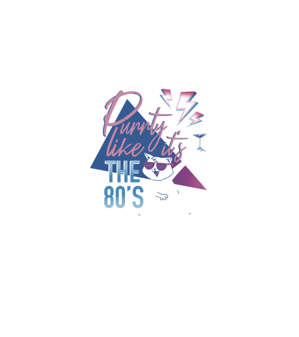 'Purrty Like it''s the 80''s' model negru pe tricou
