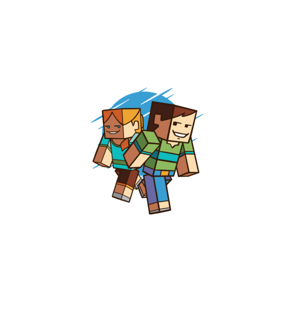 Caractere Minecraft model alb pe tricou