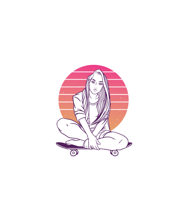 Fată Skateboarder model albastru închis pe tricou
