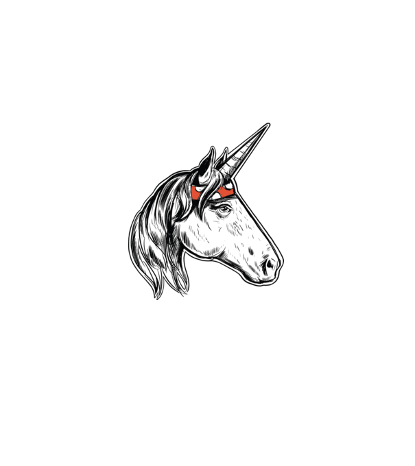 Cal Unicorn model albastru deschis pe tricou