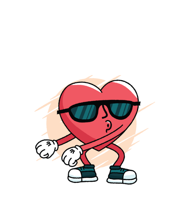 Inimă DAB Floss Heart tricou model negru pe tricou