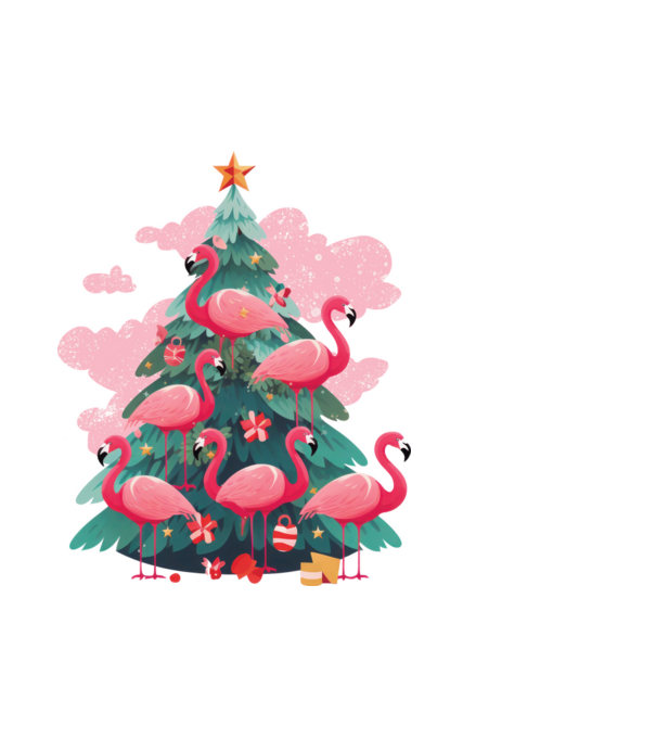 flamingo pom de Crăciun model alb pe tricou