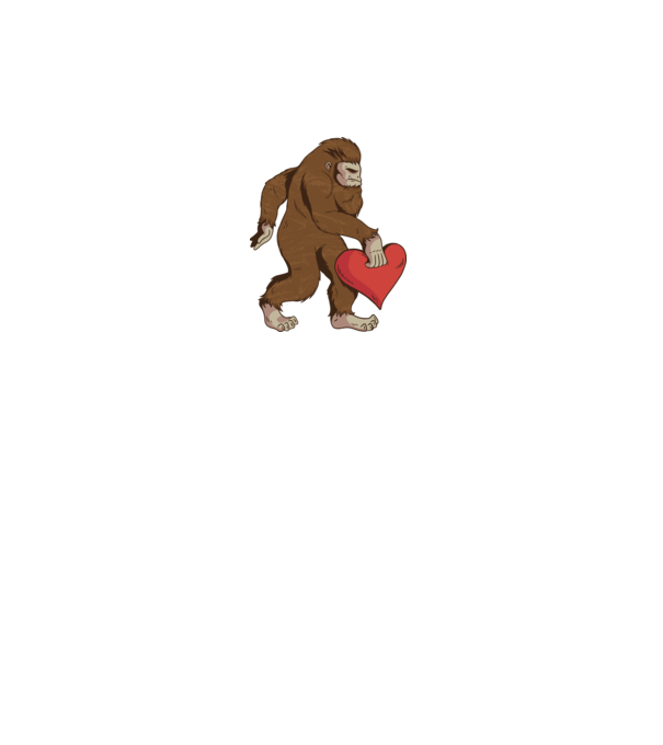 Bigfoot Yeti cu inimă model alb pe tricou