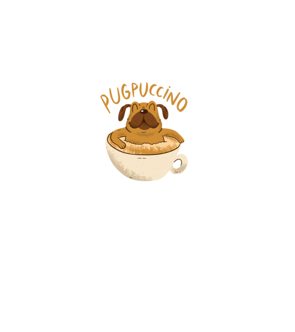 Pugpuccino Capuccino cu Mops model negru pe tricou