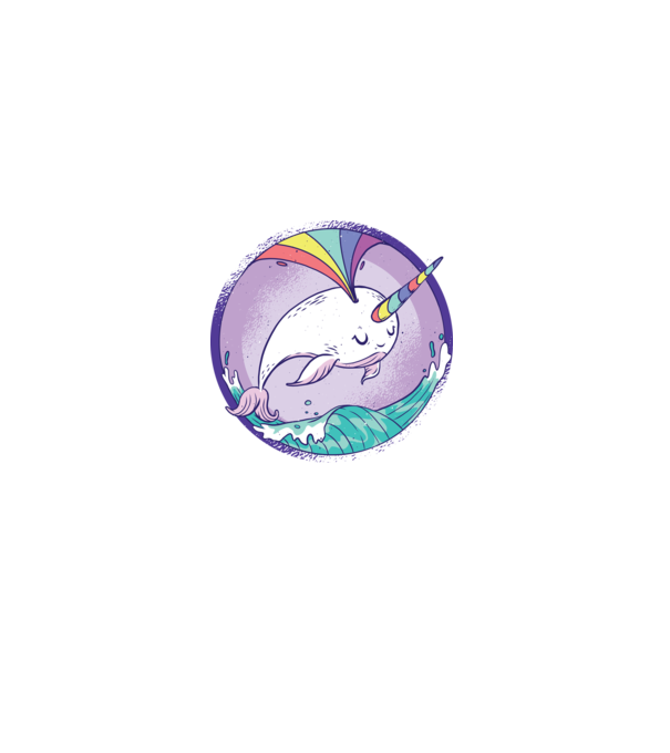 Unicorn drăguț Balenă - Narval model liliachiu pe tricou