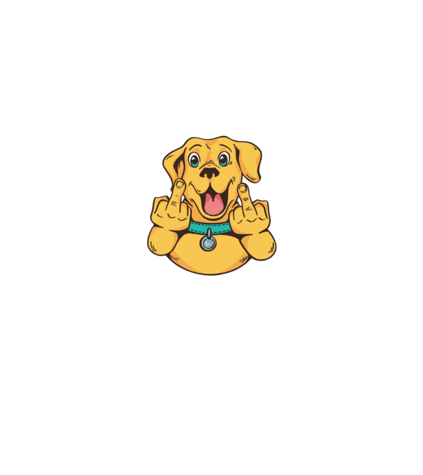 Golden Retriever arată degetul model negru pe tricou